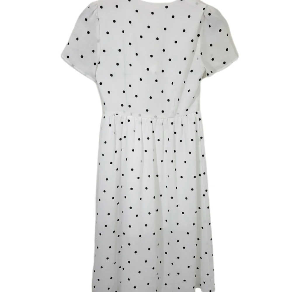Everly Polka Dot Midrift Midi dress with tie front Size small EUC Cottage - Picture 5 of 10